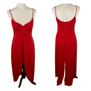 Vintage Y2K NIKI by Niki Livas Red Tulip Dress Womens S Hi-low Spaghetti Strap